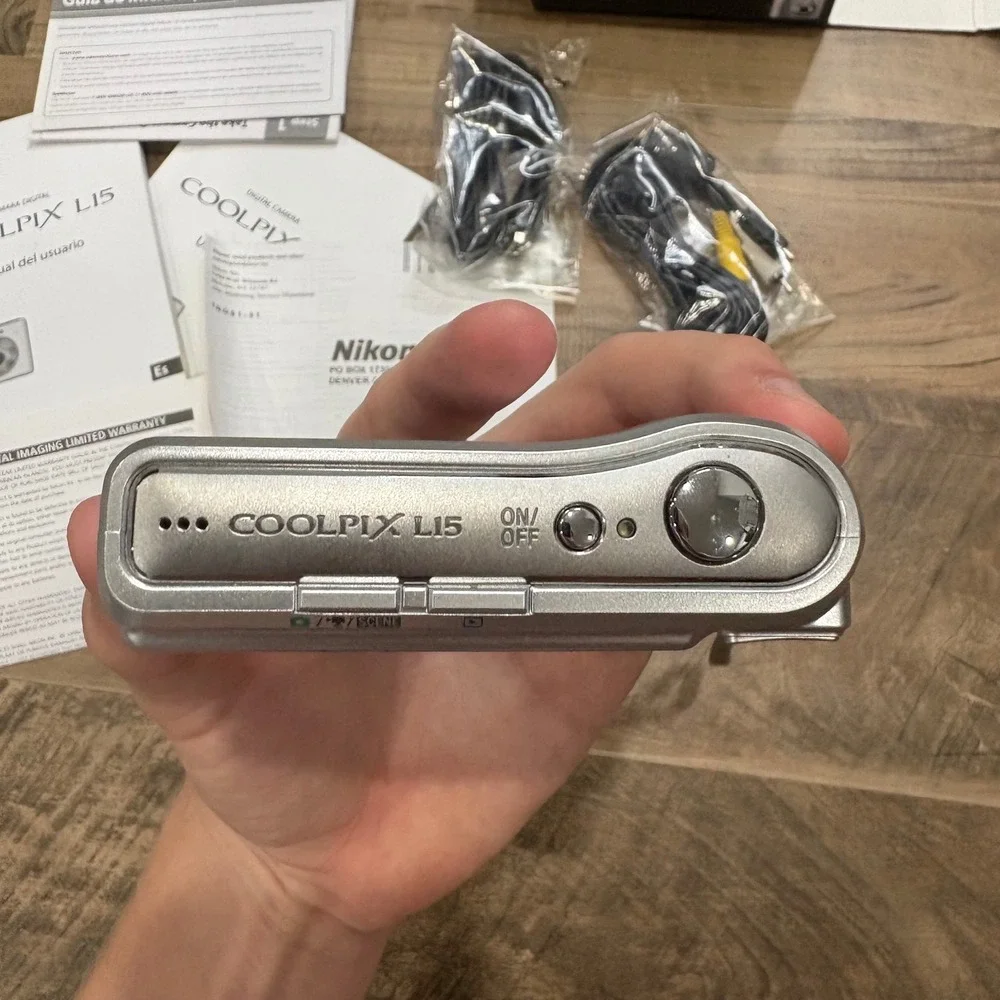 Vintage Y2K Nikon Digital Camera Silver Coolpix L15 Point and Shoot VR